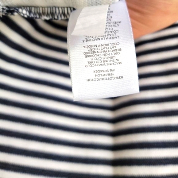 Express Waist Tie Striped Cap Short Sleeves Crew Neck Women's Blouse Size M - Picture 6 of 6